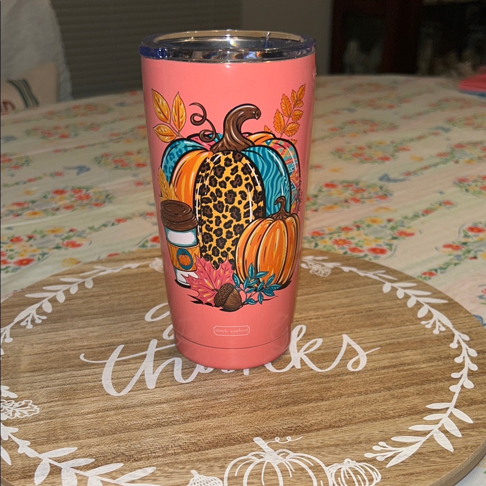 Simply Southern Colorful Autumn Tumbler with Pumpkin Design
